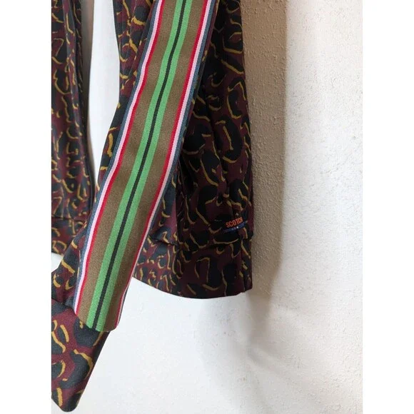 Scotch and Soda Men Jacquard Bomber Jacket Multi Colorblock Large Animal K22 - Picture 3 of 6